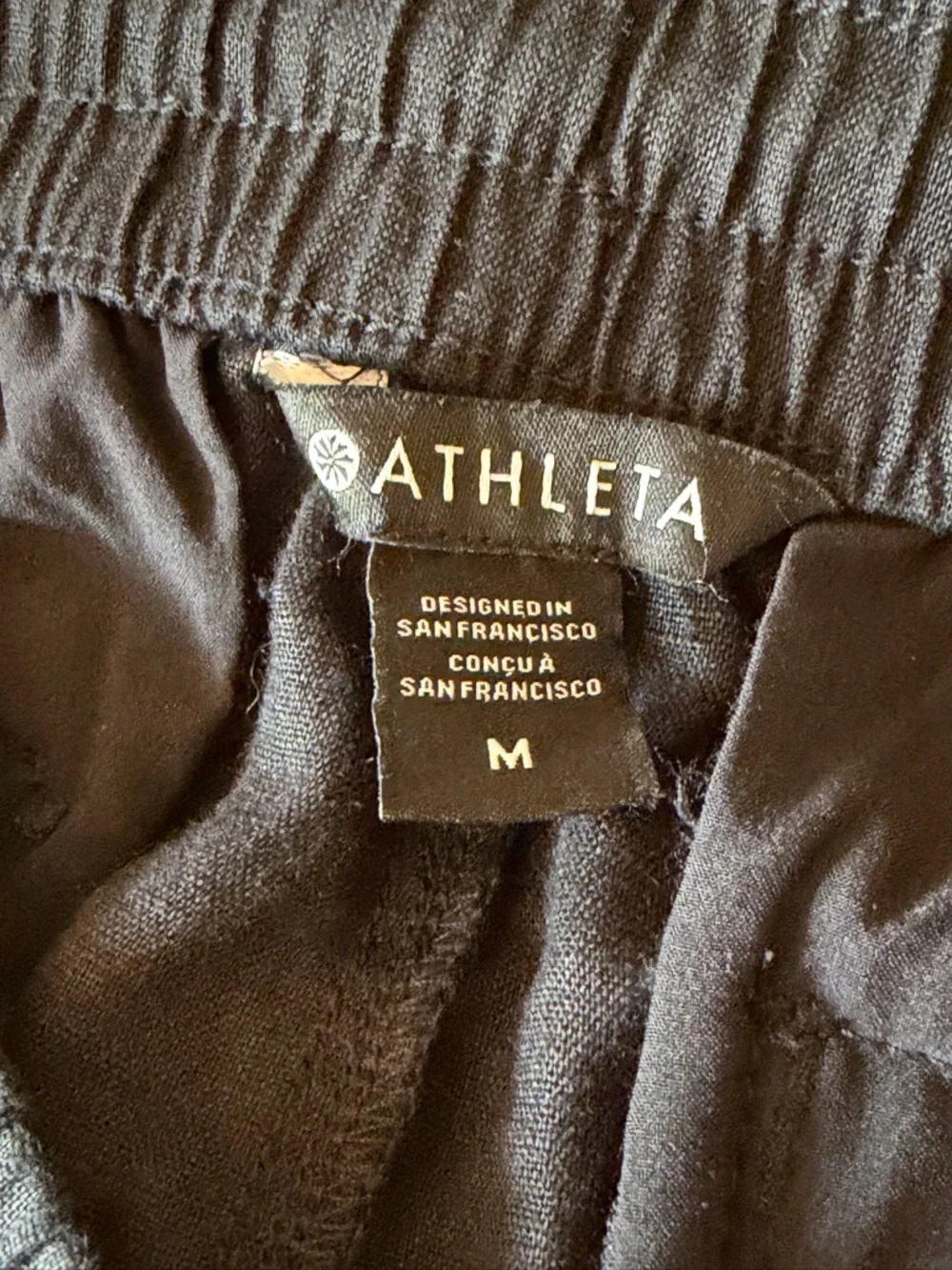 Athleta Retreat High Rise Linen Black Drawstring Pants EUC Medium - Picture 8 of 9